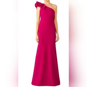 Carmen Marc Valvo One Shoulder Dress in fuchsia Size:10